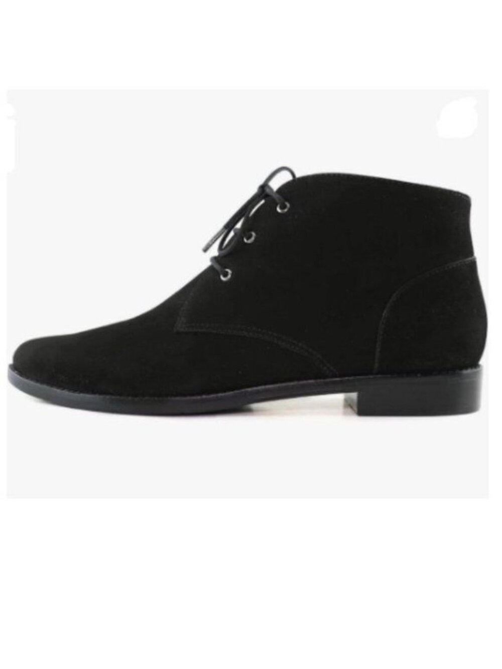 YDN Black Trendy Low Heel Pointed Toe Lace Up Chukka Ankle Boots Flats Fall Shoe